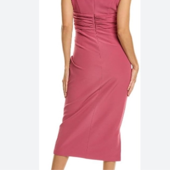 Kay Unger Pink Gathered Midi Dress size 8 NWT $278 - Picture 2 of 16